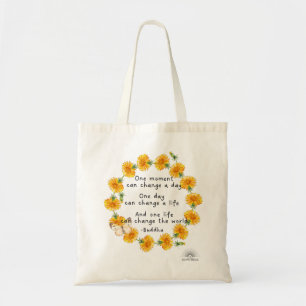 Happy Buddha citaat Tote Bag