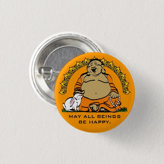 HAPPY BUDDHA RONDE BUTTON 3,2 CM (Voorkant /achterkant)