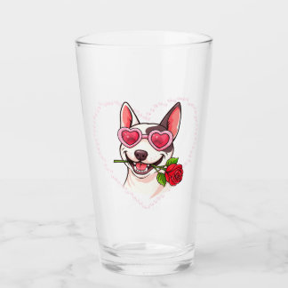 Happy bull terrier glas