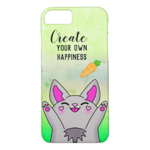Happy Bunny Cute Carrot positieve motivatie iPhone 8/7 Hoesje