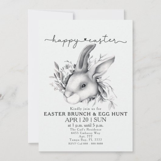 Happy Bunny Easter Brunch & Egg Hunt uitnodiging (Voorkant)