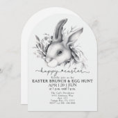 Happy Bunny Easter Brunch & Egg Hunt uitnodiging (Voorkant / Achterkant)