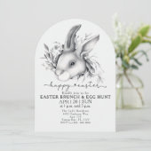 Happy Bunny Easter Brunch & Egg Hunt uitnodiging (Staand voorkant)