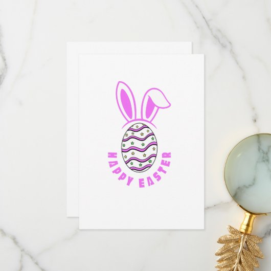 Happy Bunny Easter Egg Bedankkaart (Voorkant / Achterkant in situ)