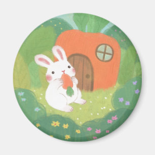 Happy Bunny met wortel in het bos Magneet