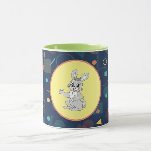 Happy Bunny Pastel Mug - Cute Rabbit Ceramic (Centre)