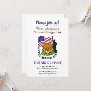 Happy burger dag aanpasbare uitnodiging