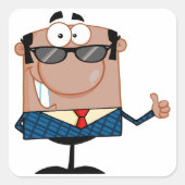 Happy Businessman Vierkante Sticker (Voorkant)