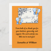 Happy Butterfly BabyShower Flat Bedankt Card (Voorkant / Achterkant)