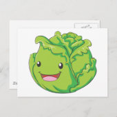 Happy Cabbage Vegetable Smiling Briefkaart (Voorkant / Achterkant)