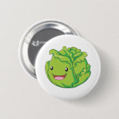 Happy Cabbage Vegetable Smiling Ronde Button 5,7 Cm (Voorkant /achterkant)