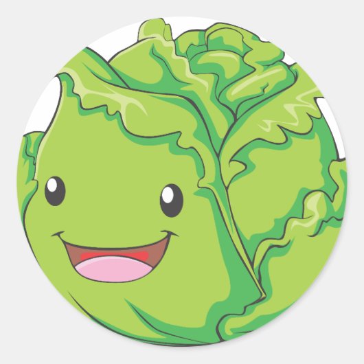 Happy Cabbage Vegetable Smiling Ronde Sticker (Voorkant)