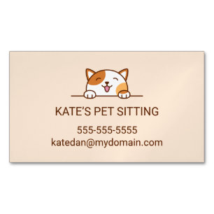 Happy Calico Cat Peking Pet Sitting Service Magnetisch Visitekaartje