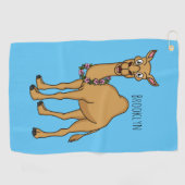 Happy camel cartoon illustratie golfhanddoek (Horizontaal)