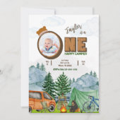 Happy Camper 1er Anniversaire Invitation (Garçon, (Devant)