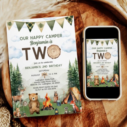 Happy Camper 2e verjaardag Kaart