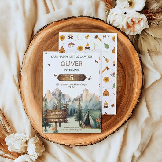 Happy Camper Adventure Boy Verjaardag Uitnodiging