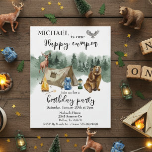 Happy Camper Birthday Forest Beer Invitation