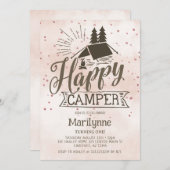 Happy Camper Boho Invitation Anniversaire (Devant / Derrière)