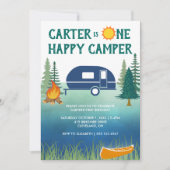 Happy Camper Boys Première Invitation d'anniversai (Devant)