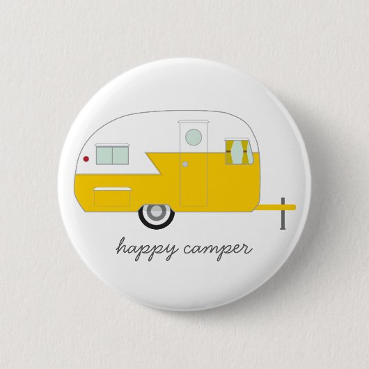 Happy Camper Button geel (Voorkant)