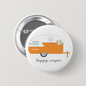Happy Camper Button oranje (Voorkant /achterkant)