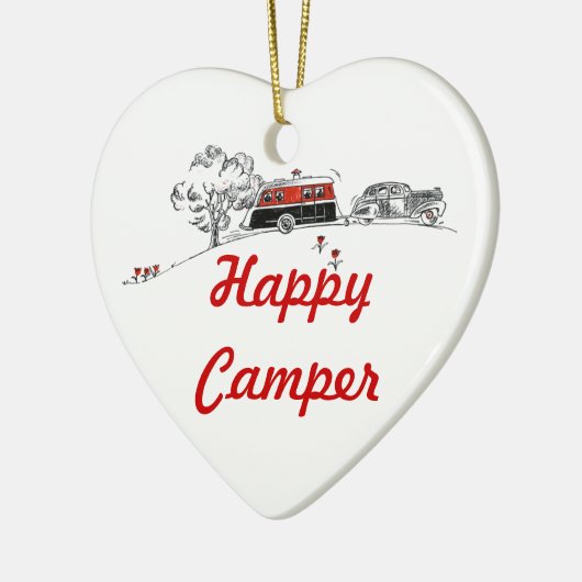 Happy Camper | Campagne RV in ruste Keramisch Ornament (Links)