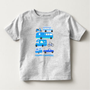 HAPPY CAMPER Campervan Vanlife RV Trailer Blue Kinder Shirts