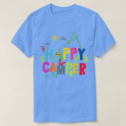Happy Camper Camping Funny Mannen Vrouwen T-shirt (Design voorkant)