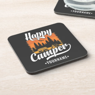 Happy Camper Camping Hiking Travel Caravan Life Bier Onderzetter