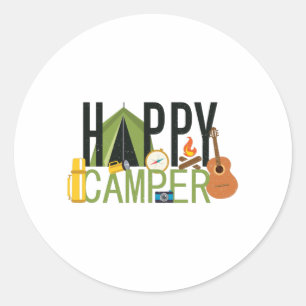Happy Camper - Camping Lover-ontwerp Ronde Sticker