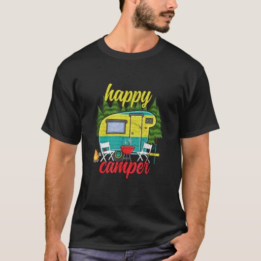 Happy Camper Camping Mannen Vrouwen Kinder 6 T-shirt (Voorkant)
