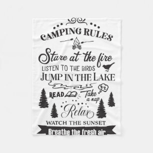 Happy Camper Camping Rules Fleece Deken