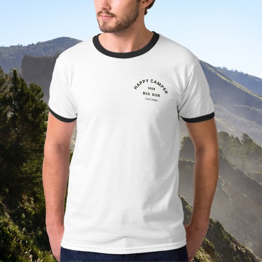 Happy Camper Camping Trip  Zwart Ringer T-shirt
