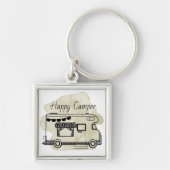 Happy camper caravan trailer boho green abstract sleutelhanger (Voorkant)