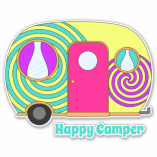 Happy camper colorful rv camper trailer sticker
