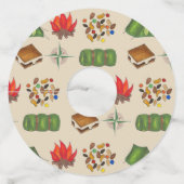 Happy Camper Compass Camp Tent Fire S'mores Wijnglaslabel (Voorkant)
