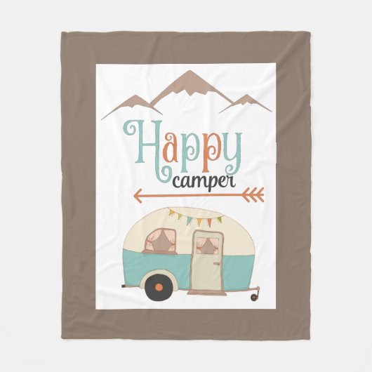 Happy Camper Cute RERV Fleece Deken (Voorkant)