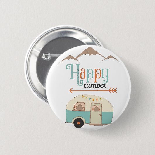 Happy Camper Cute RERV Ronde Button 5,7 Cm (Voorkant /achterkant)