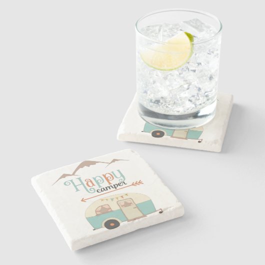 Happy Camper Cute RERV Stenen Onderzetter (Zijkant)