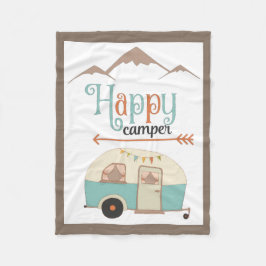 HAPPY CAMPER Cute Retro RV Fleece Deken