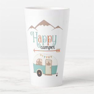 Happy Camper Cute Retro RV Latte Mok