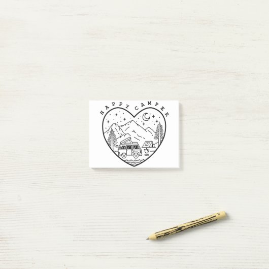 Happy Camper Doodle Post-it® Notes (Op bureau)