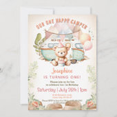 Happy Camper Été 1er Anniversaire Invitation fille (Devant)