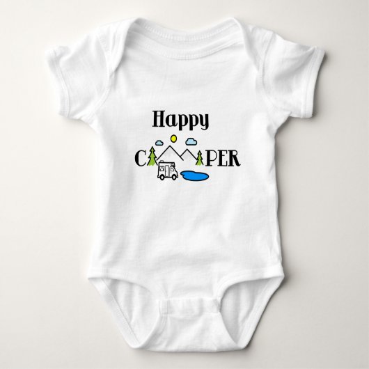 Happy Camper Fun Natuur Green Digital Art  Romper (Voorkant)