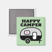 Happy Camper funny magnet for RV trailer home (Recto/Verso)