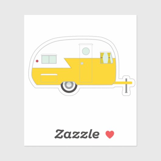 Happy Camper Geel Sticker (Vel)