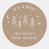 Happy Camper Het is een jongen Ronde Sticker (Voorkant)