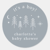 Happy Camper Het is een jongen Ronde Sticker (Voorkant)