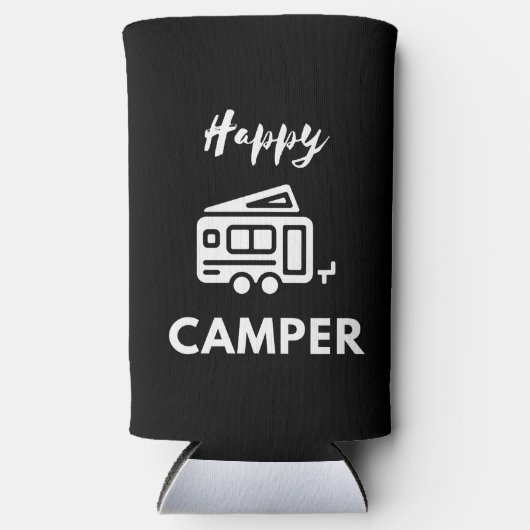 Happy Camper in wit met blauwe achtergrond (Voorkant)